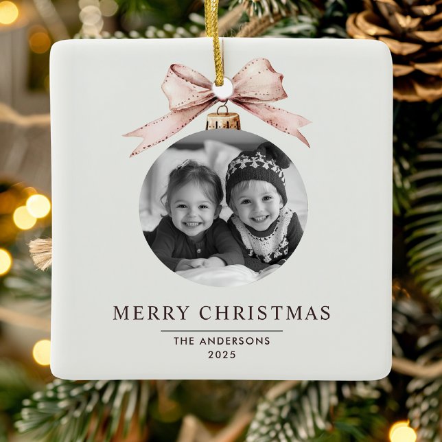 Ornement En Céramique "Ornement de Noël Joyeux personnalisé avec photo (Créateur téléchargé)