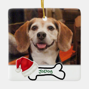 Ornement En Céramique Os de chien coudé avec photo personnalisé avec l