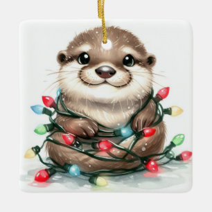 Ornement En Céramique Otter de Noël