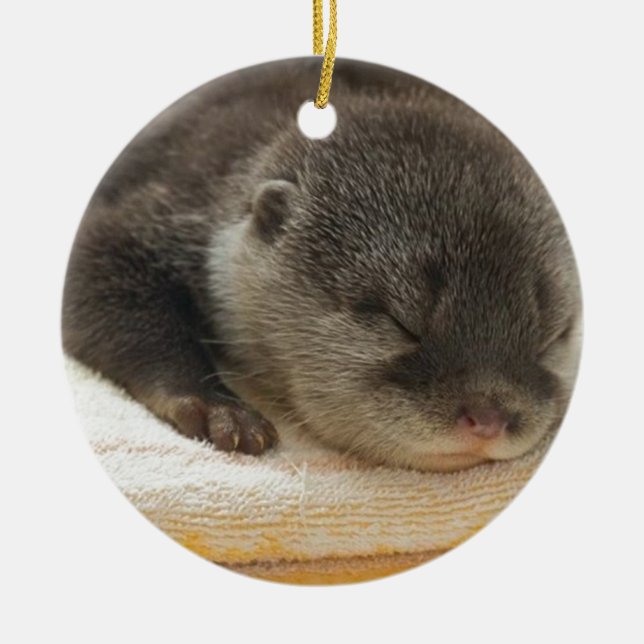 Ornement En Céramique Otter endormi (Devant)