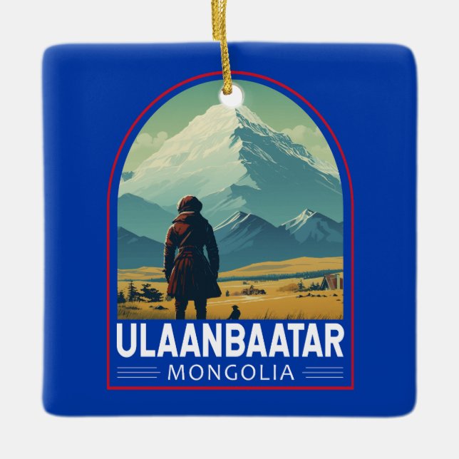 Ornement En Céramique Oulan-Bator Mongolie Voyage Art Vintage (Devant)