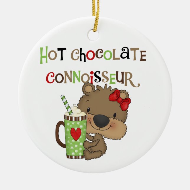 Ornement En Céramique Ours chaud de fille de ChocolateConoisseur (Devant)