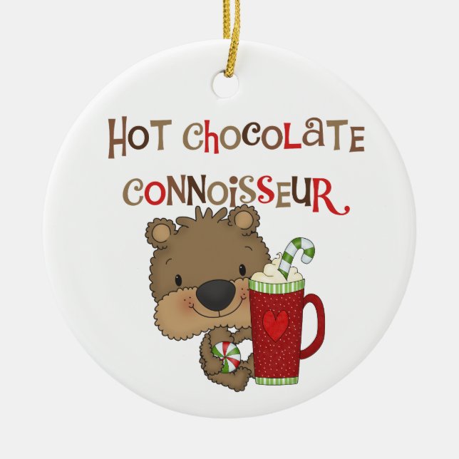 Ornement En Céramique Ours de garçon de connaisseur de chocolat chaud (Devant)