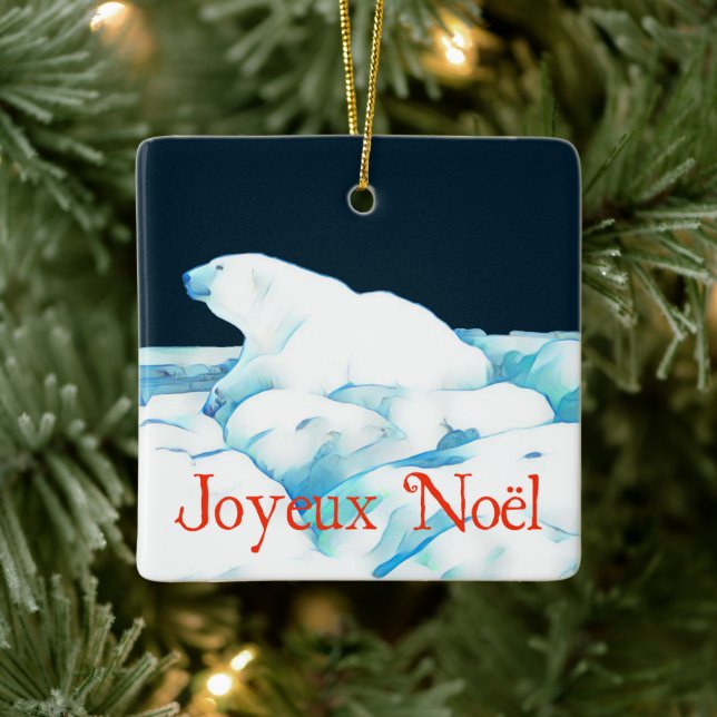 Ornement En Céramique Ours Polaire Sur Glace - Joyeux Noё l (Arbre)