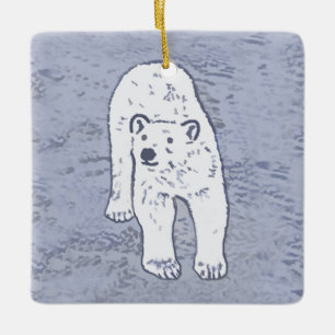 Ornement En Céramique Ours polaire sur la peinture sur glace - Art origi