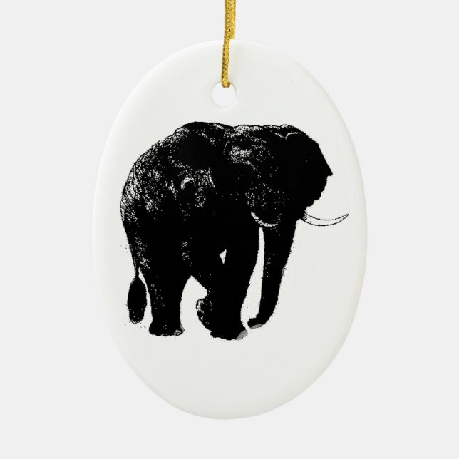 Ornement en céramique ovale éléphant (Devant)