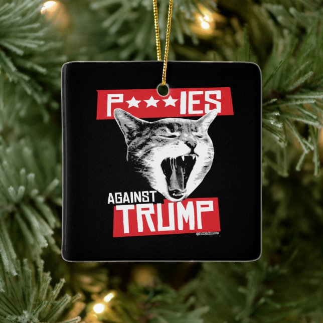 ORNEMENT EN CÉRAMIQUE P***IES CONTRE TRUMP (Arbre)