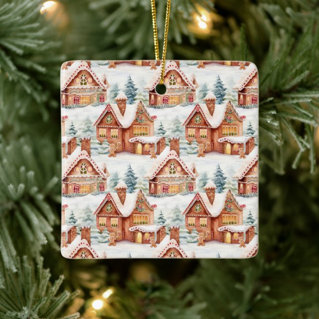 Ornement En Céramique Pain d'épices Motif de Noël (Arbre)