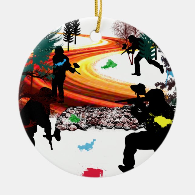 Ornement En Céramique Paintball d'hiver dans les bois (Devant)