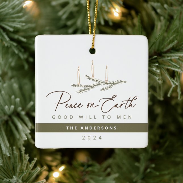Ornement En Céramique Paix personnalisée sur Terre Noël religieux (Arbre)