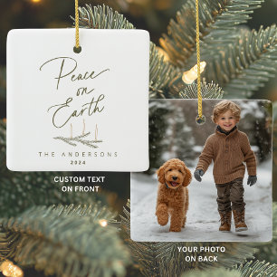 Ornement En Céramique Paix personnalisée sur terre Photo de Noël