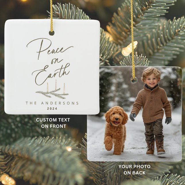 Ornement En Céramique Paix personnalisée sur Terre Photo Noël (Créateur téléchargé)