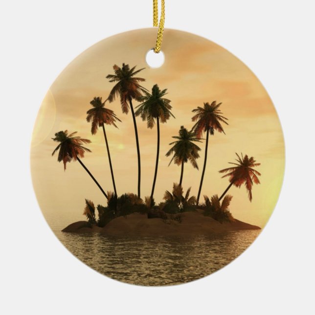 Ornement En Céramique Palmiers d'ornement de Noël de Customizeable (Devant)