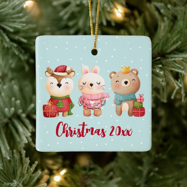 Ornement En Céramique Pals de Noël - Rennes, Ours et Lapin (Arbre)