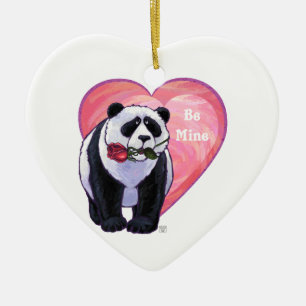 Ornement En Céramique Panda Bear Saint Valentin