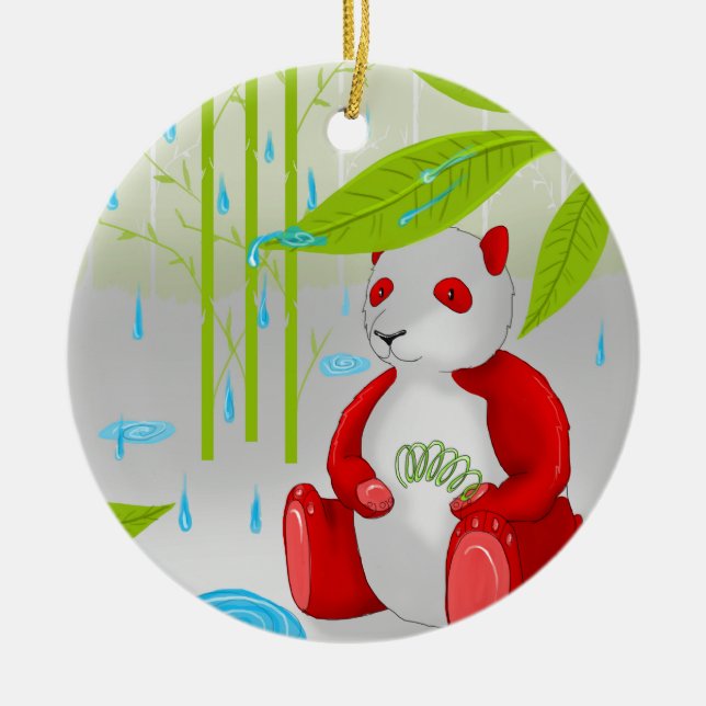 Ornement En Céramique Panda rouge furtif (Devant)