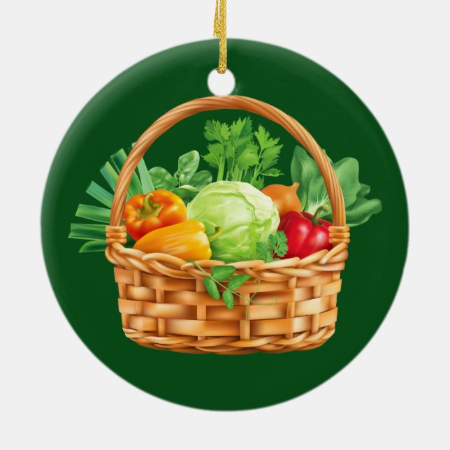 ORNEMENT EN CÉRAMIQUE PANIER DE LÉGUMES FRAIS (Dos)