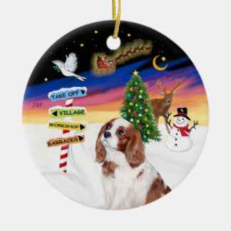 Ornement En Céramique Panneaux de Noël - Blenheim Cavalier King Charles 