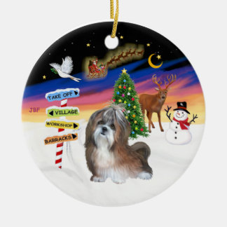 Ornement En Céramique Panneaux de Noël - Shih Tzu 8B