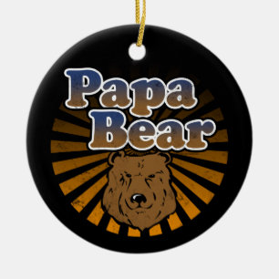 Ornement En Céramique Papa Bear, Fête des pères Cool Vintage Look