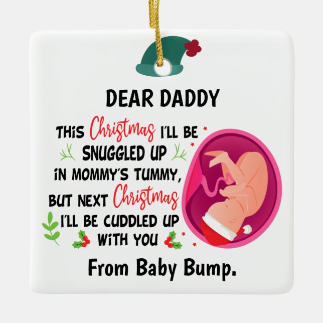 Ornement En Céramique Papa personnalisé à être de Baby Bump Noël (Devant)