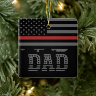 Ornement En Céramique Papa Thin Red Line Pompier papa Cadeaux