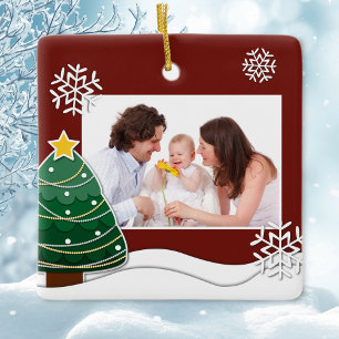 Ornement En Céramique Papecut Snowflakes Christmas Tree Family Photo