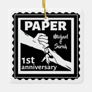 Ornement En Céramique Papier traditionnel 1er anniversaire mariage