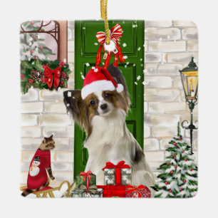 Ornement En Céramique Papillon Chien Noël