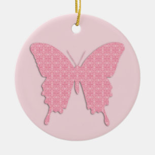 Ornement En Céramique Papillon en papier peint - rose clair