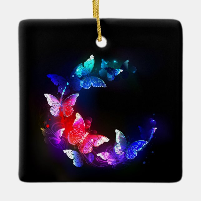 Ornement En Céramique Papillons de nuit Neon brillants sur arrière - pla (Devant)