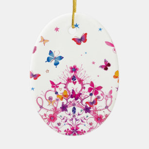 Ornement En Céramique Papillons volants colorés avec des objets d'art de