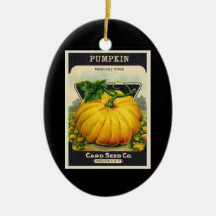 Ornement En Céramique Paquet vintage de graine de citrouille de la carte