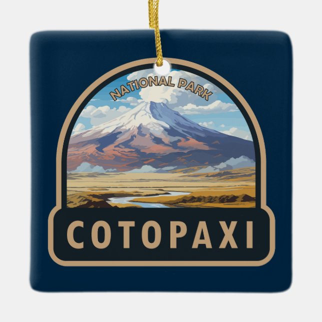 Ornement En Céramique Parc national de Cotopaxi Equateur Travel Art Vint (Devant)