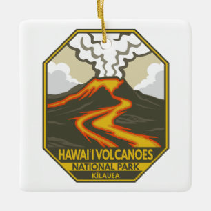 Ornement En Céramique Parc national des volcans d'Hawaii Kilauea Retro