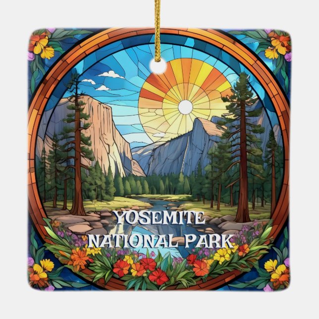 Ornement En Céramique Parc national du Yosemite Faux Tissu Verre Mosaïqu (Dos)