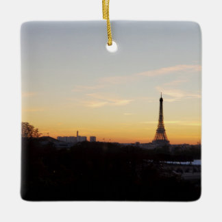 Ornement En Céramique Paris Eiffel Tower at Sunset Christmas Ornament