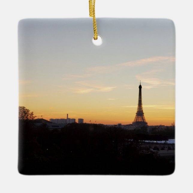 Ornement En Céramique Paris Eiffel Tower at Sunset Christmas Ornament (Devant)