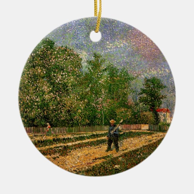 Ornement En Céramique Paris Road avec Paysan par Vincent van Gogh (Devant)