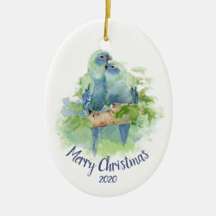 Ornement En Céramique Parrots d'étain de Noël personnalisés
