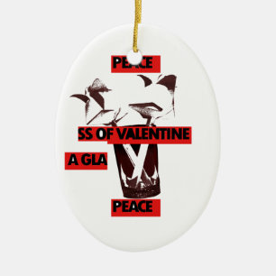 Ornement En Céramique Partagez l'amour : Un verre de Saint Valentin