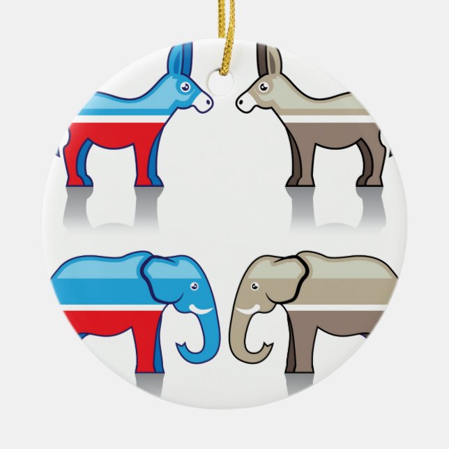 Ornement En Céramique Partis politiques d'âne et d'éléphant (Devant)