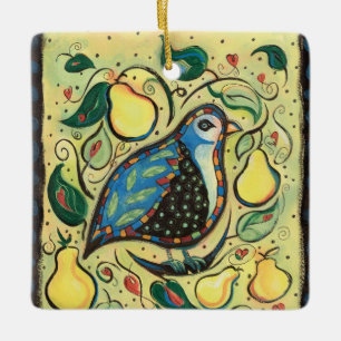 Ornement En Céramique Partridge in a Pear Tree Christmas ornament