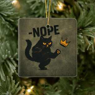 Ornement En Céramique Pas De Rois En Amérique Chat Noir Drôle Kicking Cr