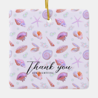 Ornement En Céramique Pastel Seashell Pattern with Custom Text