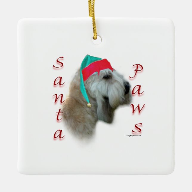 Ornement En Céramique Pâtes Père Noël Terrier à revêtement souple (Devant)