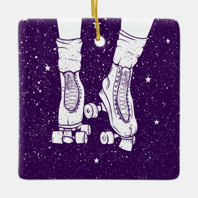 Ornement En Céramique Patinage à rouleaux de nuit (Devant)