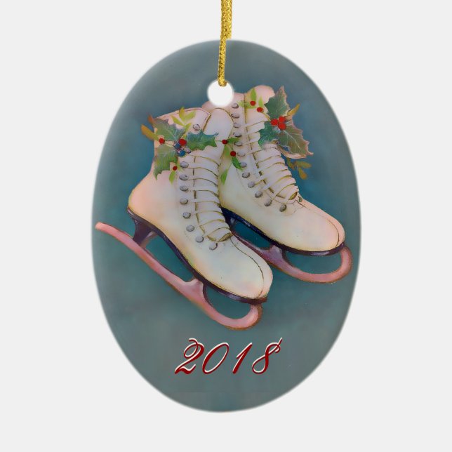 Ornement En Céramique Patins sur glace 2018 (Devant)