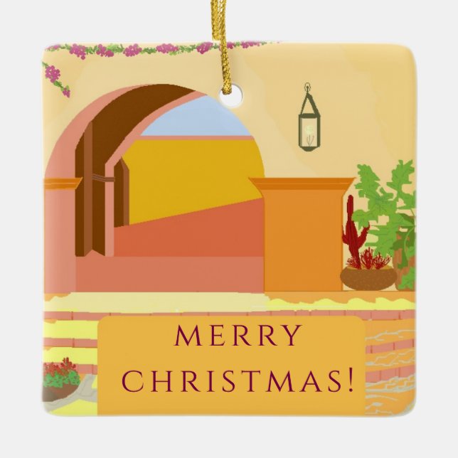 Ornement En Céramique Patio mexicain d'art original (Devant)