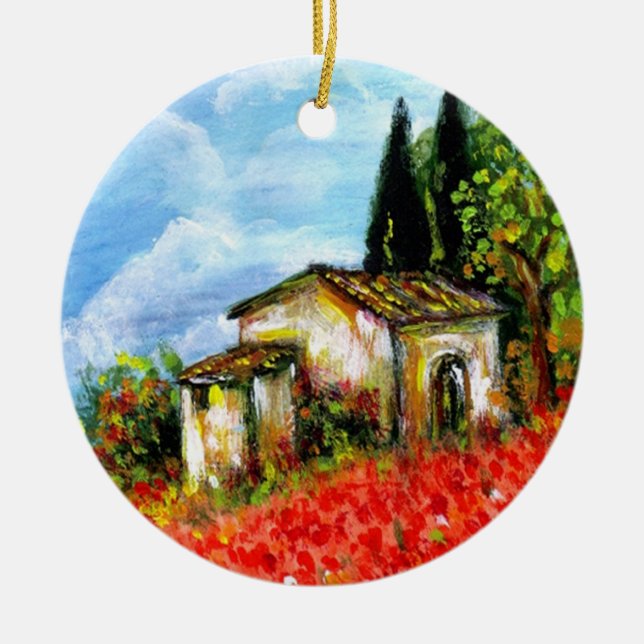 ORNEMENT EN CÉRAMIQUE PAVOTS EN TOSCANE (Devant)
